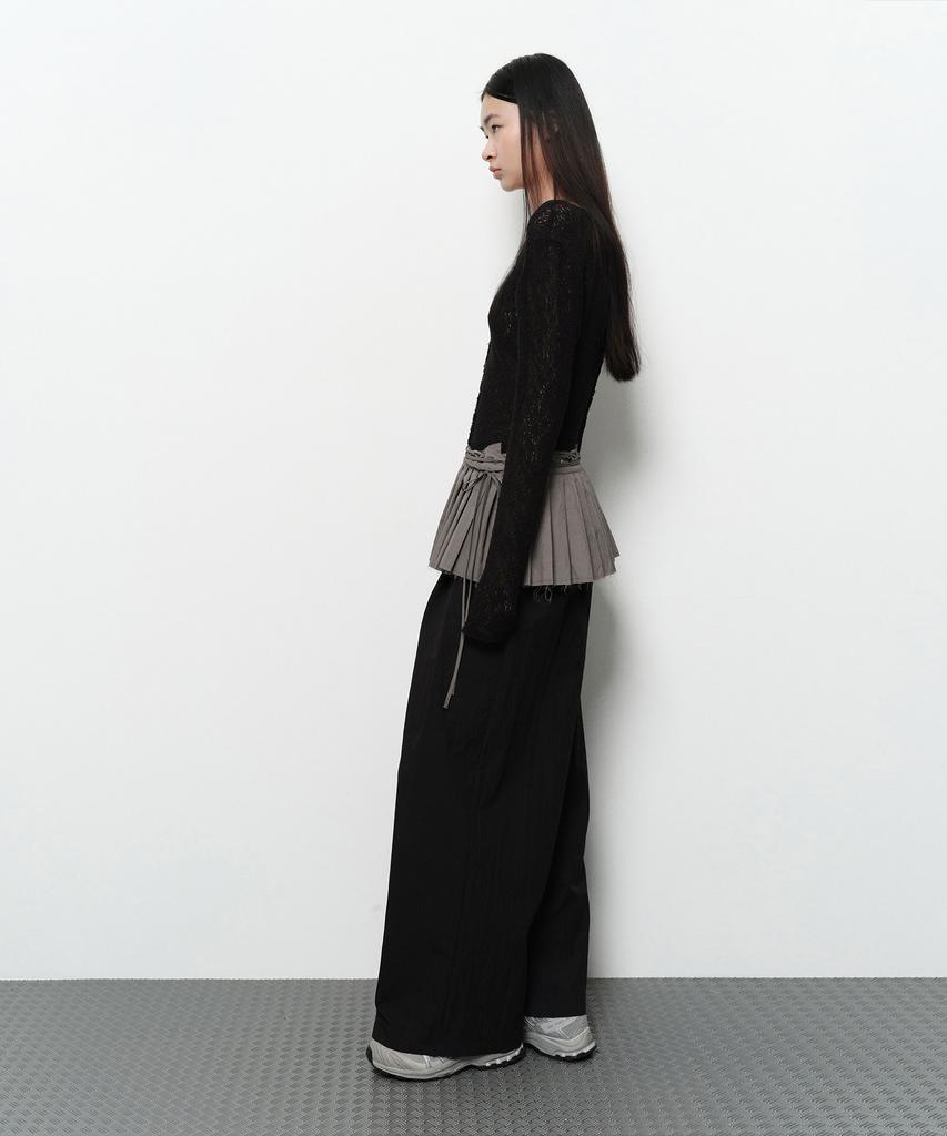 Daiaegeuneol Pleats Wrap Skirt (Grey)