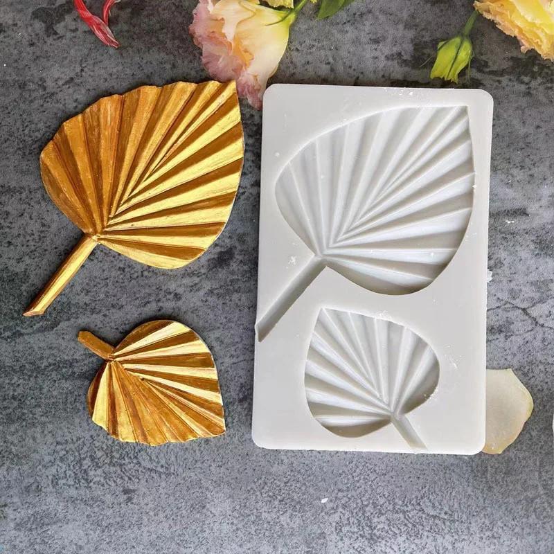 3D Mini Cattail Palm Fan Leaf Silicone Mold DIY Fondant Chocolate Cake Decoration Resin Mold Leaf Shape Kitchen Baking Tools