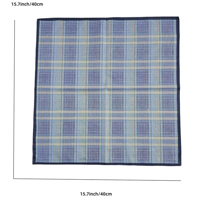 3Pcs 40x40cm 100% Cotton Retro Plaid Checkered Printed Old Men Handkerchiefs Square Towels Wedding Tea Party Favors