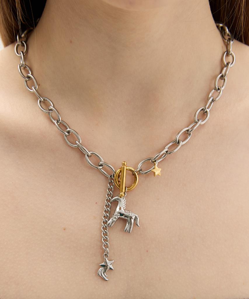Vvv [Set] Baby Pony Drop Chain Surgical Necklace + Bracelet