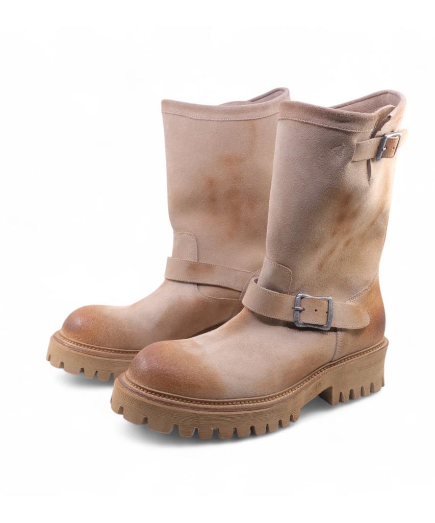 Yase 6.5Cm Feather Commando Sole Suede Engineer Boots Sand