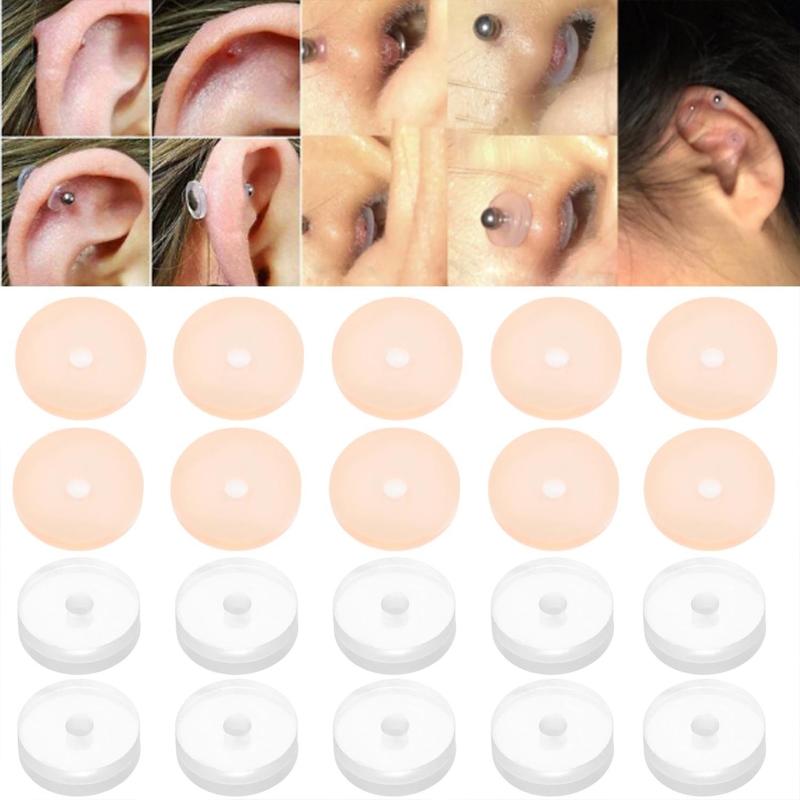 50x 7mm Clear Disc Pads Stabilizer Plastic Earring Back Stopper Clear Silicone Earrings Back for Piercing Bumps