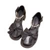 Mary Jane High Heels Women's Summer New Pearl Bow Thick Heel Non-slip Versatile Small Leather Shoes Bridesmaid Shoes