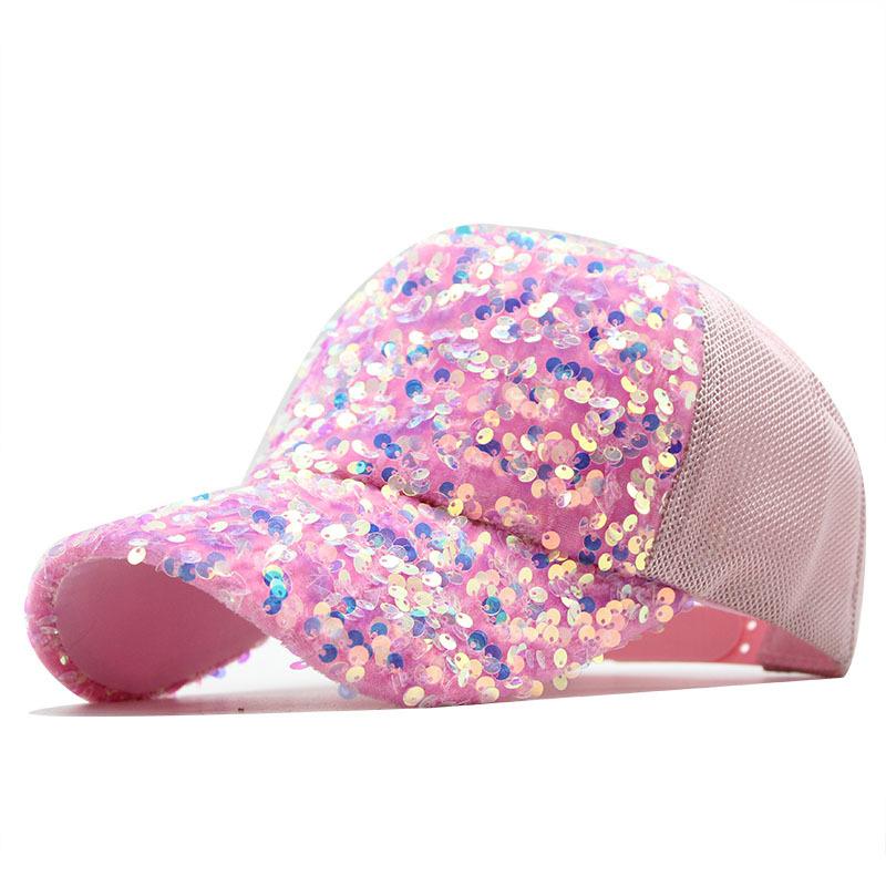 Summer Cap Sequined Hat Women'S Versatile Trendy Baseball Cap Outdoor Shade Mesh Cap Sun Protection