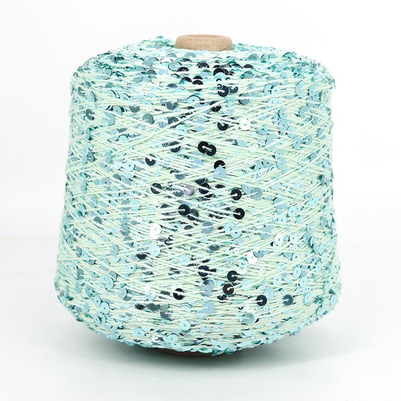 Hand-Knitted Bright Cotton Yarn with Sequins, 3MM+6MM, Combed and Fancy