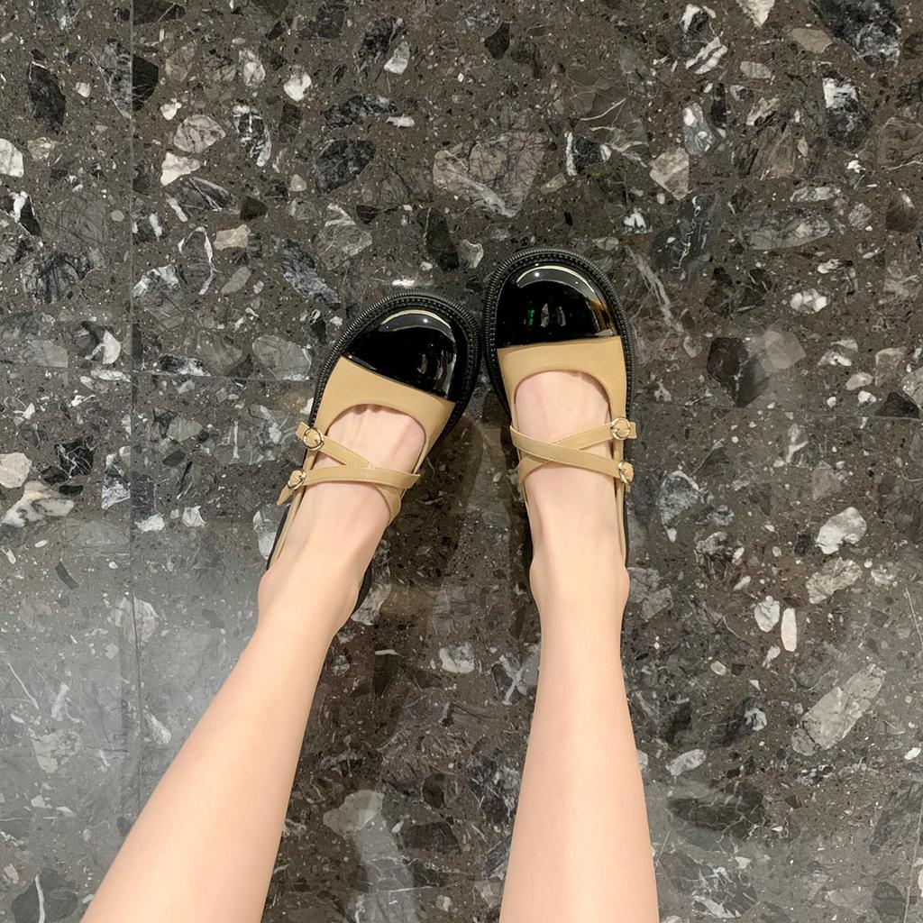 Summer retro thick-soled pork kidney thick-heeled single shoes Mary Jane small leather shoes women