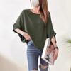 2025 Ice Silk Pleated Batwing Sleeve Plus Size Women's Top - Casual and Trendy