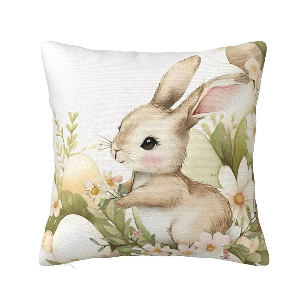 Easter Rabbit Square Pillow Case Cushions for Sofa Bunny Flower Custom Pillowcover Home Decor