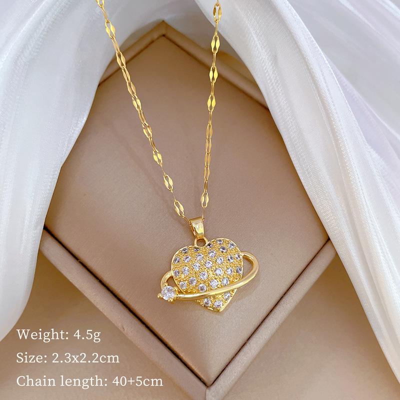 

Любов Оточує Світло Розкішний Темперамент Чудове Намисто з Повним Діамантом Жіночий Універсальний Ланцюжок на Ключицю Ланцюжок з Титанової Сталі