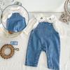 Baby Clothes for Girls Overalls Shirt Rompers Coveralls Clothes Blouse Cute Korean Style Denim Cotton Kindergarten School Blue Floral Pattern 90