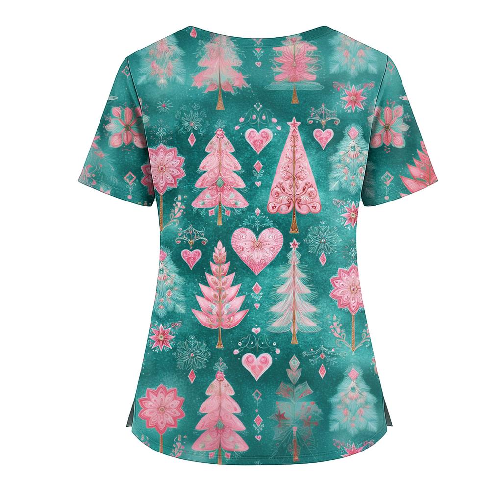 Dámská móda Overal s krátkým rukávem a výstřihem do V s kapsami Potisk Topů Oblečení