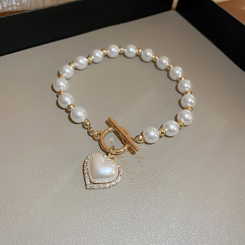 Real gold electroplated opal bracelet, Korean fashion Internet celebrity freshwater pearl bracelet, trendy girl adjustable ins jewelry