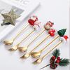 2Pcs Christmas Theme Dinnerware Set with Gift Box Elk Deer Christmas Hat Tree Fork Spoon Cutlery Set Stainless Steel Tableware