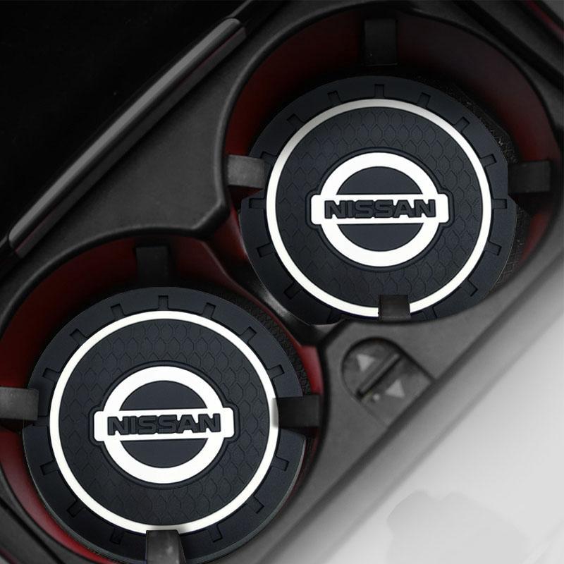 2Pcs Car Anti Slip Coaster Anti-noise Water Cup Pad Cushion Car Styling For Nissan Nismo X-trail Almera Qashqai Tiida Teana