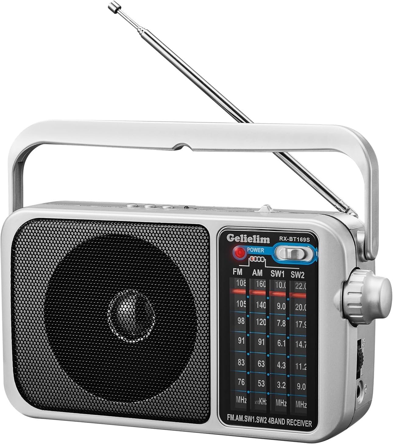 

Портативне радіо FM/AM/SW1-2/Підтримка Wide FM, Висока чутливість, Підсилення басів, Великий дисплей станцій, Сумісний з USB/SD/TF-картами