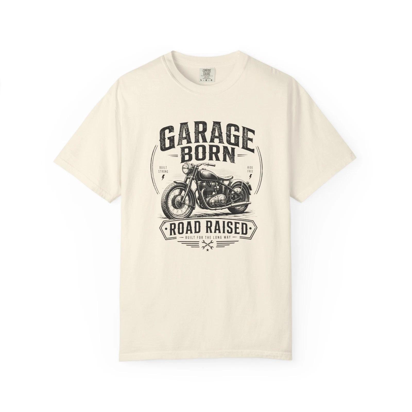

Garage Born Road Raised Vintage Motorcycle Graphic T-T-Shirt L