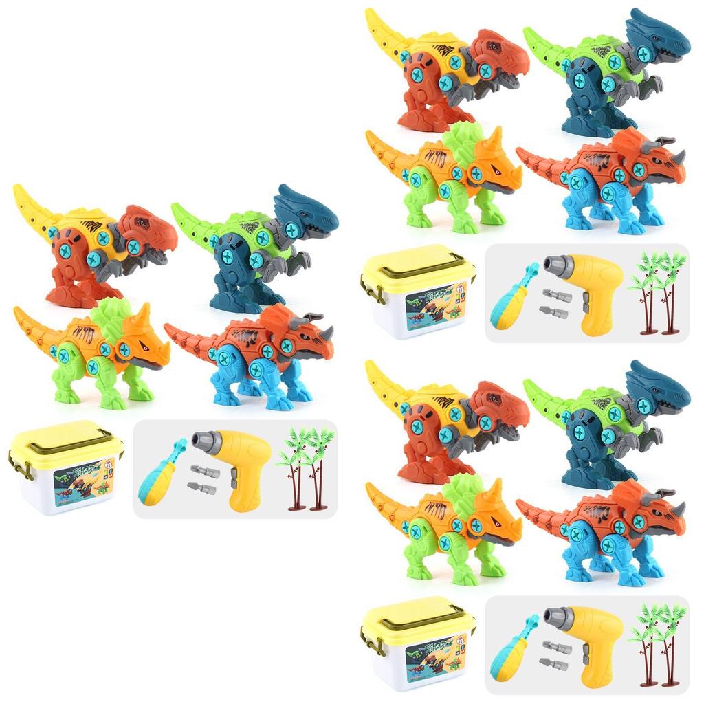 Brinquedos de Dinossauro Para Crianças Conjunto de Montar Desmontável Com Furadeira Elétrica e Caixa de Armazenamento