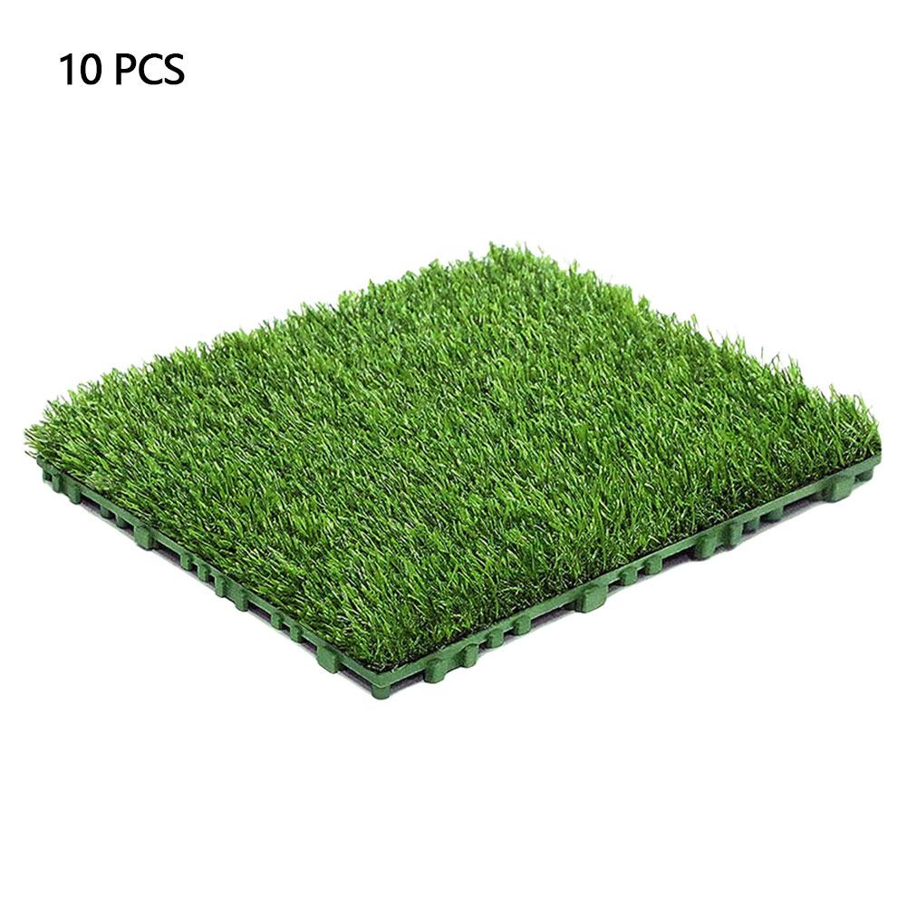 

10 Pcs 12 Inch Square Artificial Grass Mat Interlocking Fake Grass Deck Turf Tiles Grass Flooring Decor Pad Garden Pad Decor