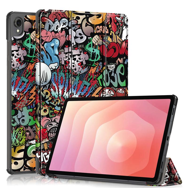 Für TAB A11 Plus 2025 Samsung Tab S11 Hülle 11 Zoll Dreifach faltbares PU-Leder Hartständer Bemalte Hülle Für Funda Galaxy Tab S11 S11 5G Hülle SM-X730 X736B