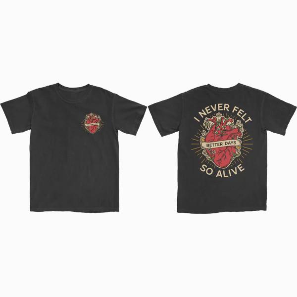 2 Sides Yellowcard Band - Better Days Heart Shirt Black Unisex S-5XL 1V0687 S