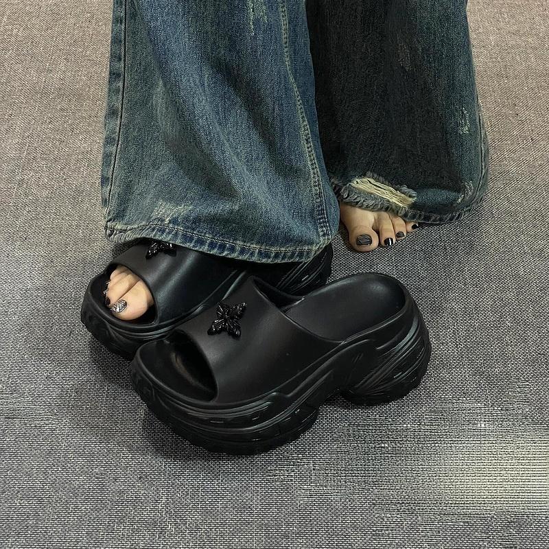 Silver Thi Heel Slippers Women's High Heel Outdoor Wear-Resistant Anti-Slip Odor-Proof Summer Outdoor Slippers