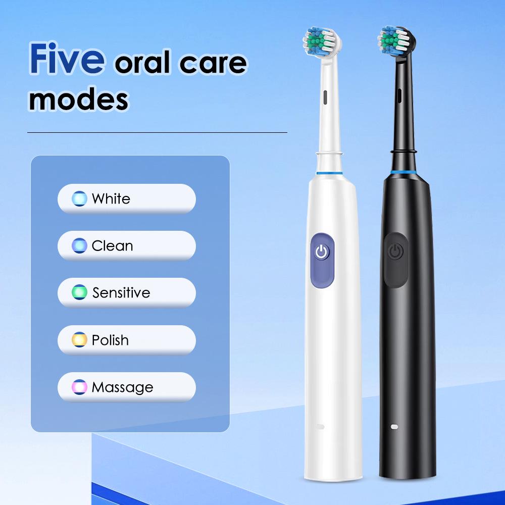 Rechargeable Couple's Electric Toothbrush with Soft Bristle Round Head & Rotating Action