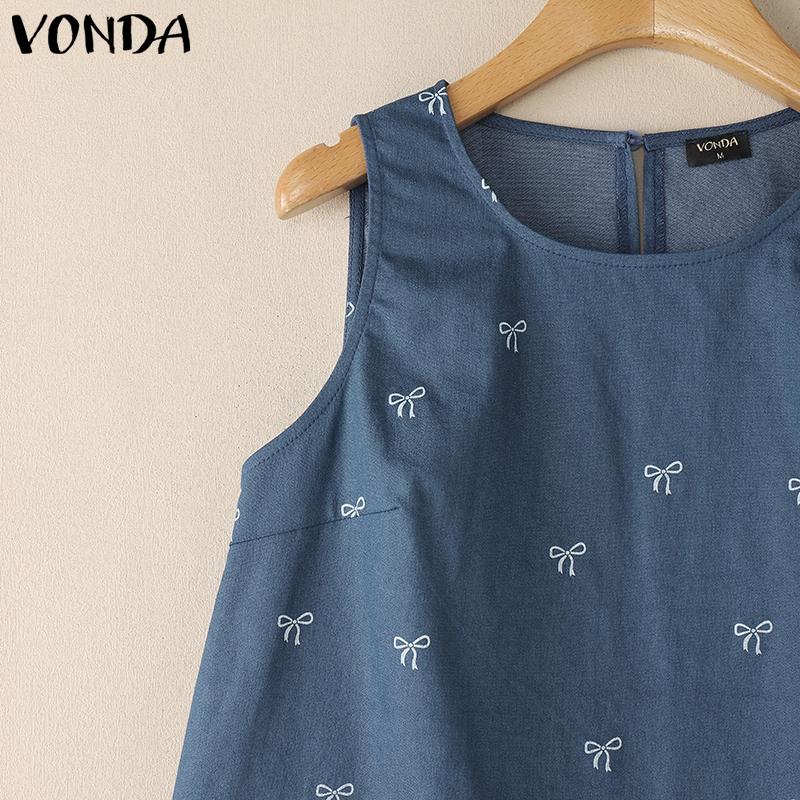 VONDA Seturi Maieuri Femei Gât O Imprimeu Topuri Fără Mâneci și Fuste Mini A-line Costume Ținute