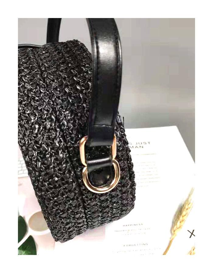 New Large Round Bag Women's Oblique Span Bag Large-capacity Straw Mat Bag Weaving Bag Women's Summer Temperament Versatile