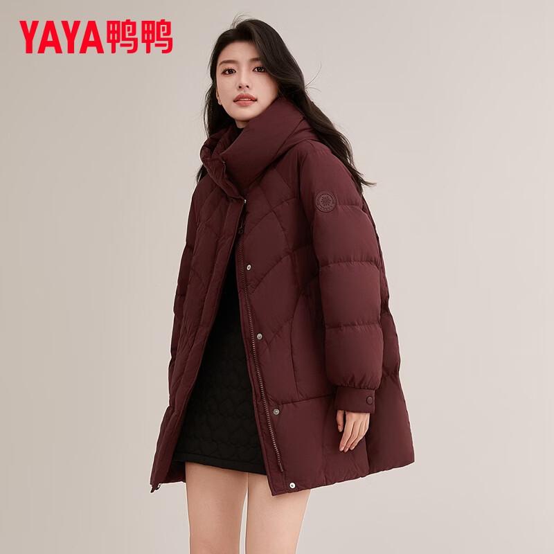 YAYA Women's Mid-length Hooded Duck Down Jacket