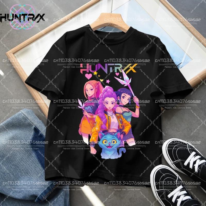 Kpop Demon Hunters Cartoon Tee Shirt Harajuku Cool Kids T-shirts Cotton Summer Tops Saja Boys Outfits Gift Baby Girl Boy Clothes