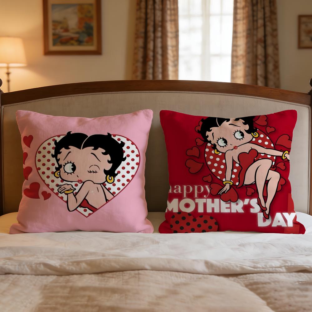 Character Betty Boop Cushion Cover 1Pcs Decorative Covers Soft Cushion Case For Sofa Couch Decor 40X40 45X45 Pillowcases