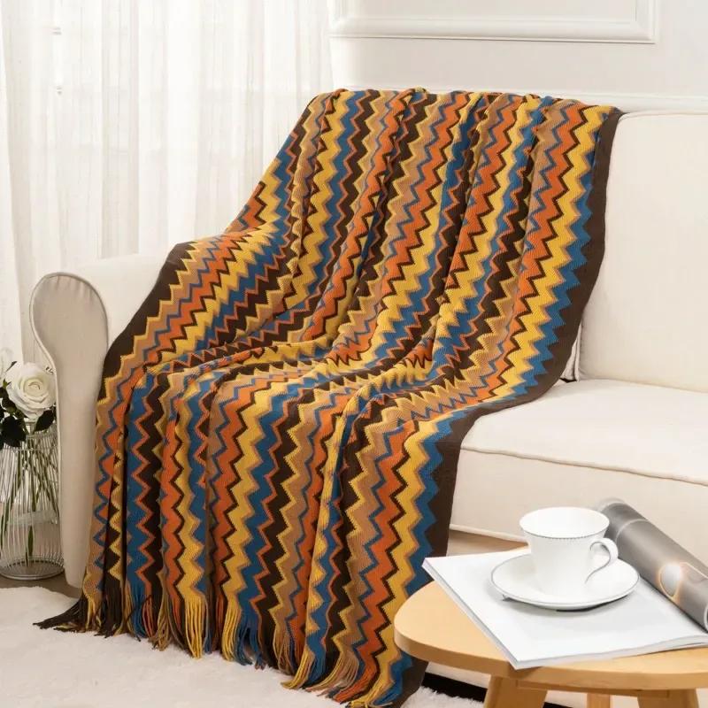 Mantas Tejidas Bohemias con Borlas Mantas para Cama Sofá Manta Decorativa Manta Suave Cálida Colcha Decoración del Hogar
