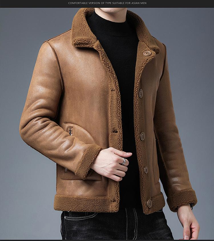 New Fur One Double-sided Wear Sheep Shearling Thickened Warm Korean Pellet Fleece Men's Jackets