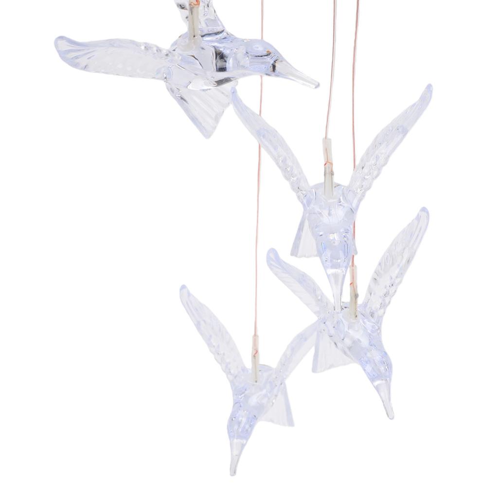 LED Solar Hummingbird Wind Chime Color Changing Solar Hanging Wind Chime Pendant Light for Outdoor Patio Garden Decoration