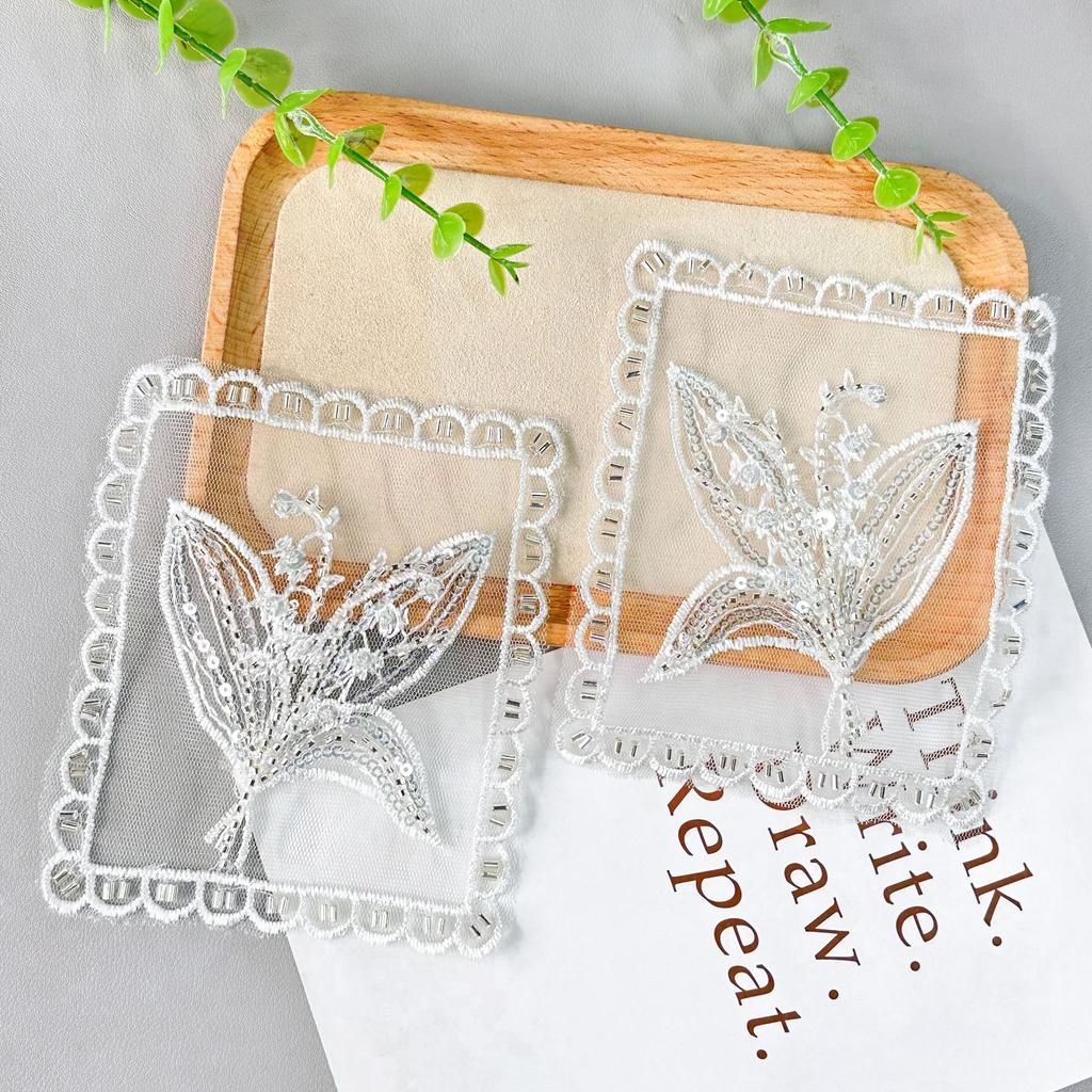 Mesh Sequined Embroidery Pocket Cloth Sticker Handmade Beads Maple Leaf Flower Decoration Shirt Luggage Top Accessories