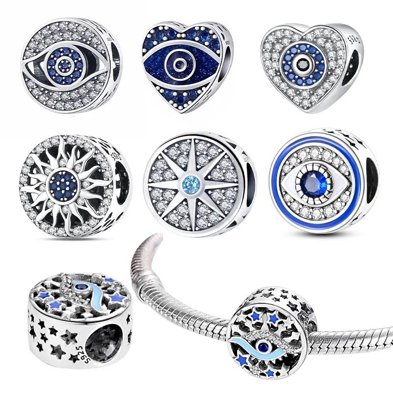 Copper Classic Palm Devil'S Eye Charms Blue Heart Beads For Women Diyoriginal Bracelets Fine Diy Jewelry Gifts