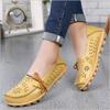 Womens Floral Hollow Leather Shoes Retro Elegant Slip On Flat Shoes Breathable Shallow Shoes Elegant Office Ladies Footwear