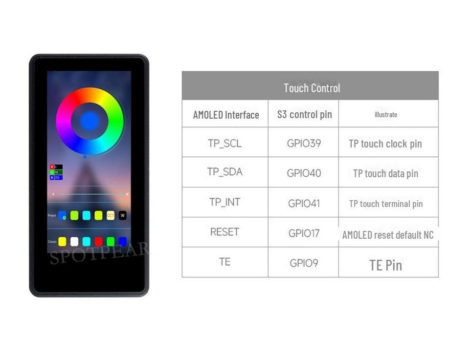 ESP32-S3 Entwicklungsboard mit 1,91" AMOLED Touch-Display, SD-Kartensteckplatz und 6-Achsen-Sensor, Arduino-kompatibel