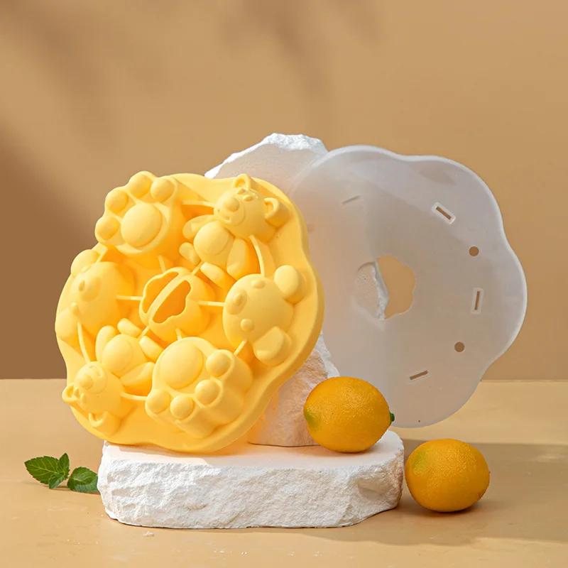 Baby Food Mold Food Grade Steamed Cake Grinder Baby High Temperature Resistant Silicone Cartoon Ice Grid Tool Ice Tray