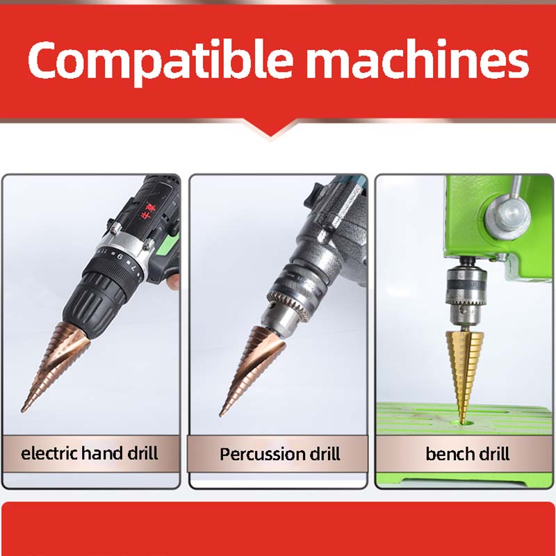 Step Drill Bit Universal Drilling Ultra-Hard Tapered Step Drill Bit for Metal Stainless Steel Multi-Functional Reaming Tool