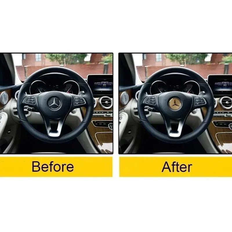 WVQ5 52/57mm Car Logo for Mercedes Benz W124 W176 A B C D M S R G Class GLA GLB W204 W212 GLK Steering Wheel Center Emblem Sticker