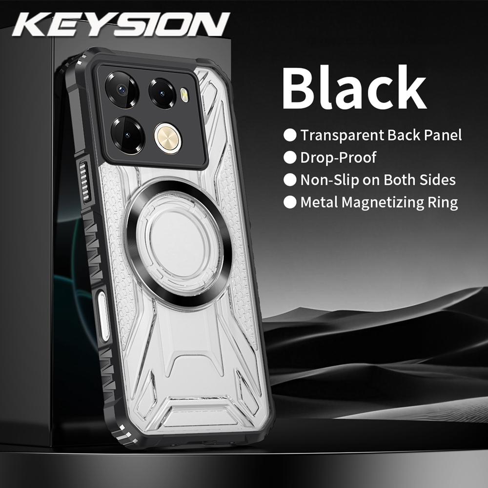 

KEYSION Прозрачный Магнитный Чехол для Infinix Note 40 Pro+5G 40 4G Сверхпрочный Ударопрочный Чехол для Телефона для Infinix Note 30 Pro 4G for Infinix Note 40 Pro 4G чёрный