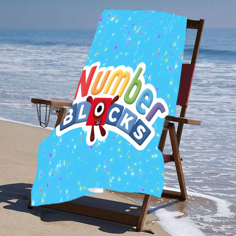 Beach Towel with Number block Pattern - soft,absorbent,machine washable Lightweight&Modern,swimming,Travel Essentials