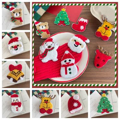 Creative Polar Bear Christmas Hair Clip Snowman Stocking Plush Xmas Barrettes Reindeer Snowflake Santa Claus Hairpin Christmas