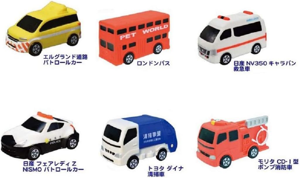 [Set of 6 Types] Tomica Bath Water Gun Carbonated Bath Set with Tomica Water Gun, Peach Scent