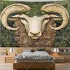 Sheep in Garden Tapestry Wall Hanging Animal Ram Sheep Deer Tapestry Aesthetic Room Decor Wallpapers For Bedroom Paintings