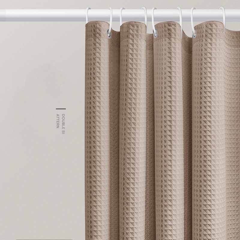 Thickened Jacquard Waffle Shower Curtain Pure Color Waterproof Bathroom Partition Easy Install Privacy Screen