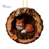 Festive Atmosphere Decorations Forest Animal Ornament, 2D Flat Woodland Acrylic Christmas Home Party Hanging Supplies Decoration for Tree, Holiday