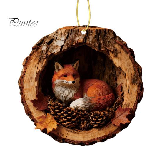 Festive Atmosphere Decorations Forest Animal Ornament, 2D Flat Woodland Acrylic Christmas Home Party Hanging Supplies Decoration for Tree, Holiday