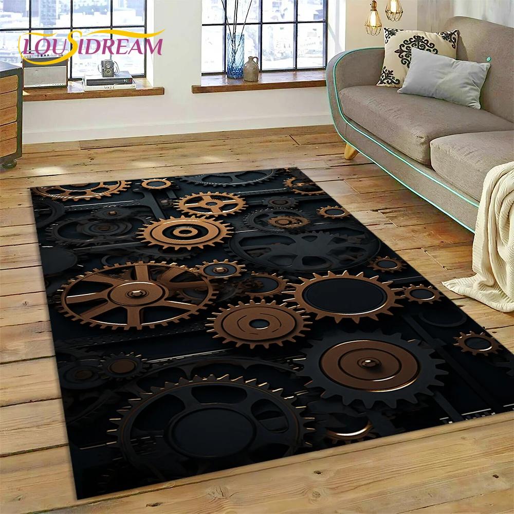 3D Mechanical Cogs Gears Steampunk Rug Carpet for Living Room Bedroom Decor,floor Mat Non-slip Decoration for Sofa Doormat Gifts